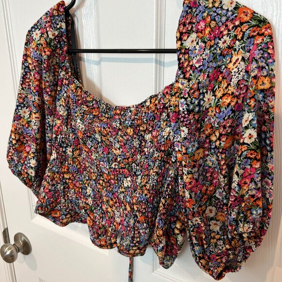 Wild Fable NWT Floral Tie Front‎ Crop Tip, Multi XL - Picture 6 of 8